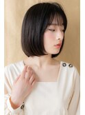 黒髪アッシュ切りっぱなし小顔前下がりボブZ越谷20代30代40代