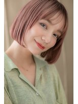 カバーヘア ブリス 北浦和(COVER HAIR bliss)&nbsp;こっくりピンクベージュx透けバングミニボブW上尾10代20代30代