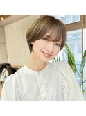 30代40代50代/丸みショート/クビレ/前髪あり/ブラウン/表参道