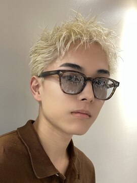 サンクプロジェクト(cinq PROJECT) メンズブリーチカラーシースルーマッシュ韓国スパイキーショート