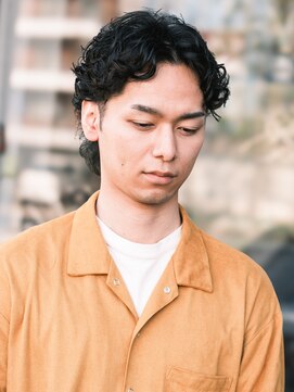 デフ(def) メンズ ミディアムウルフ×スパイラルパーマ