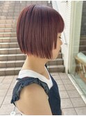 ぷつっとショートボブオレンジピンクカラー