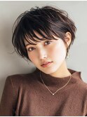 ショートボブ×白髪ぼかし×ハイライト
