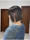 切りっぱなしボブ×プレイングカラー