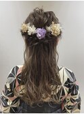 袴着付け　卒業式ヘア　ハーフアップ