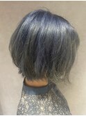カット/ショート/カラー/ダブルカラー/シルバーブルー