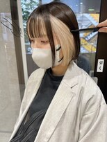 ラミエバイメルト 下北沢(lamie by melt)&nbsp;【村上慶登】インナーカラー ミルクティーベージュ ミニボブ