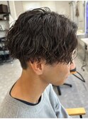 波巻きパーマセンターパートツイストパーマメンズマッシュパーマ