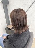脱白髪染めショコラブラウン×切りっぱなしボブ