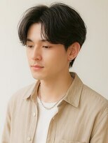 ビューティースペースラルジュヘアー(Beauty Space Large hair)&nbsp;センターパートメンズ寝ぐせハンサムショートナチュラルパーマ