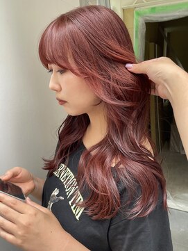 ノラギンザユー(NORA GINZA/U) 暖色カラーブリーチなしダブルカラーチェリーレッドレイヤー