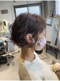 【30代・40代・50代】ウェーブミディアムボブ×ピンクグレージュ