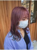 セミロングスタイル×ラベンダーピンクスタイル