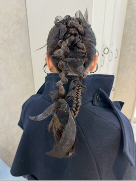 カロン トウキョウ 中野北口店(Kalon Tokyo) 参列 結婚式 アレンジ 編み込み　三つ編みアレンジ