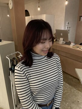 ユッカ 梅田(YUCCA) ミディアム/レイヤーカット/ピンクブラウン