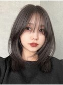 レイヤーカットラベンダーグレイカラー韓国ヘア