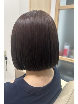 アスター 越谷レイクタウン(aster) 艶ピンクブラウン×前下がりボブ