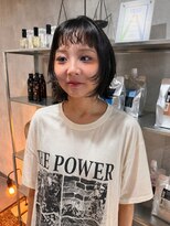 ラベル 渋谷(LAVEL) オン眉シャギーレイヤーボブウルフショート黒髪前髪カット渋谷