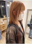 【松本咲花】切りっぱなしミディアム　オレンジベージュ　暖色