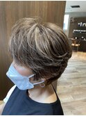 白髪をつなげるハイライト