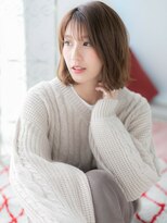 アルバハナレ 横浜(αlba HANARE)&nbsp;関内/髪質改善/シースルー前髪×キャラメルベージュのセミディa