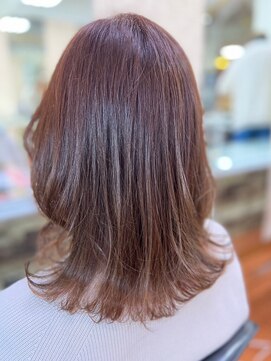 アークスヘアー 大人可愛いシアーピンク透明感肩ライン外ハネ