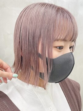ソーコ 渋谷(SOCO) 前髪あり切りっぱなしボブピンクベージュラベンダーベージュ