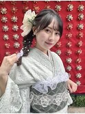 【推し活】イベント 着物レンタル　ヘアセット 編みおろしポニー