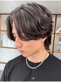 ショートセンターパートツーブロック刈り上げメンズカット