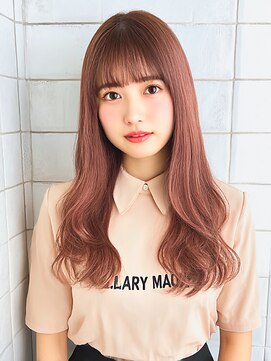 ジルバイジゼル(JILL by GiseL) ロング ハイトーン ミルクティーピンク 前髪 ブリーチ 10代20代