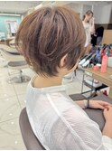 ワンカールパーマのショートボブ