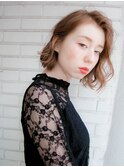 ふわミディ オレンジベージュ エアリーショート
