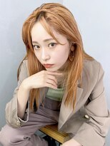 アイティーバイアルバム 八王子店(IT by ALBUM)&nbsp;アプリコットオレンジ_かきあげロングマロンベージュ_28226