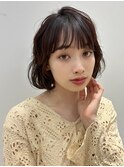 ベージュインナーカラーショートボブレイヤーミディアム前髪