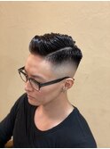 サイドパート フェードカット メンズカット バーバースタイル