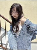 くびれヘアアプリコットオレンジ夏ハイライトカラーレイヤー