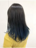 【morio坪井】毛先ブリーチ×ブルーグラデーション