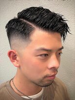 ビンゴ(BINGO)&nbsp;ba377ツーブロック刈り上げアップバング束感バーバースタイル