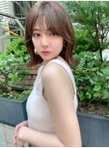 似合わせ小顔カット×くびれ外ハネミディ 薄め前髪 髪質改善