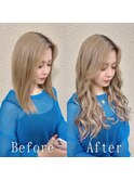 ミルクティーベージュ×ハイライト×ローライト#エクステ#名古屋
