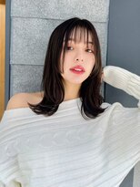 バランス 天王寺店(Balance)&nbsp;艶が決め手暗髪韓国風外ハネセミディシースルーバング