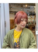 ショートウルフスタイル♪1ブリーチのオレンジカラー