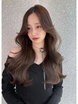 天神美容室 姫カットレイヤー×秋色くすみベージュ×韓国風巻き(kanami)