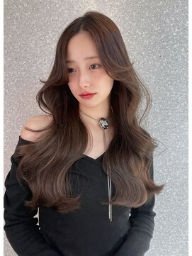 天神美容室 姫カットレイヤー×秋色くすみベージュ×韓国風巻き(ayana)