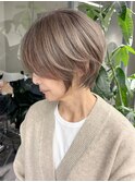 くびれショートボブ40代50代グレイカラー白髪染め白髪ぼかし