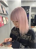 イメチェン/ホワイトブロンド/外ハネボブ/ワイドバング/渋谷