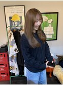 ロングレイヤー×ブリーチなしダブルカラーハニーベージュ