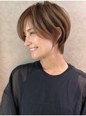 大人可愛い丸みショート×脱白髪染めハイライト！！