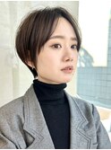 大人ショートショートボブ前髪なしショート30代40代50代表参道