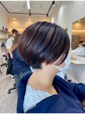 大人可愛い/黒髪前下がりショートボブ丸みショート/抜け感ヘア